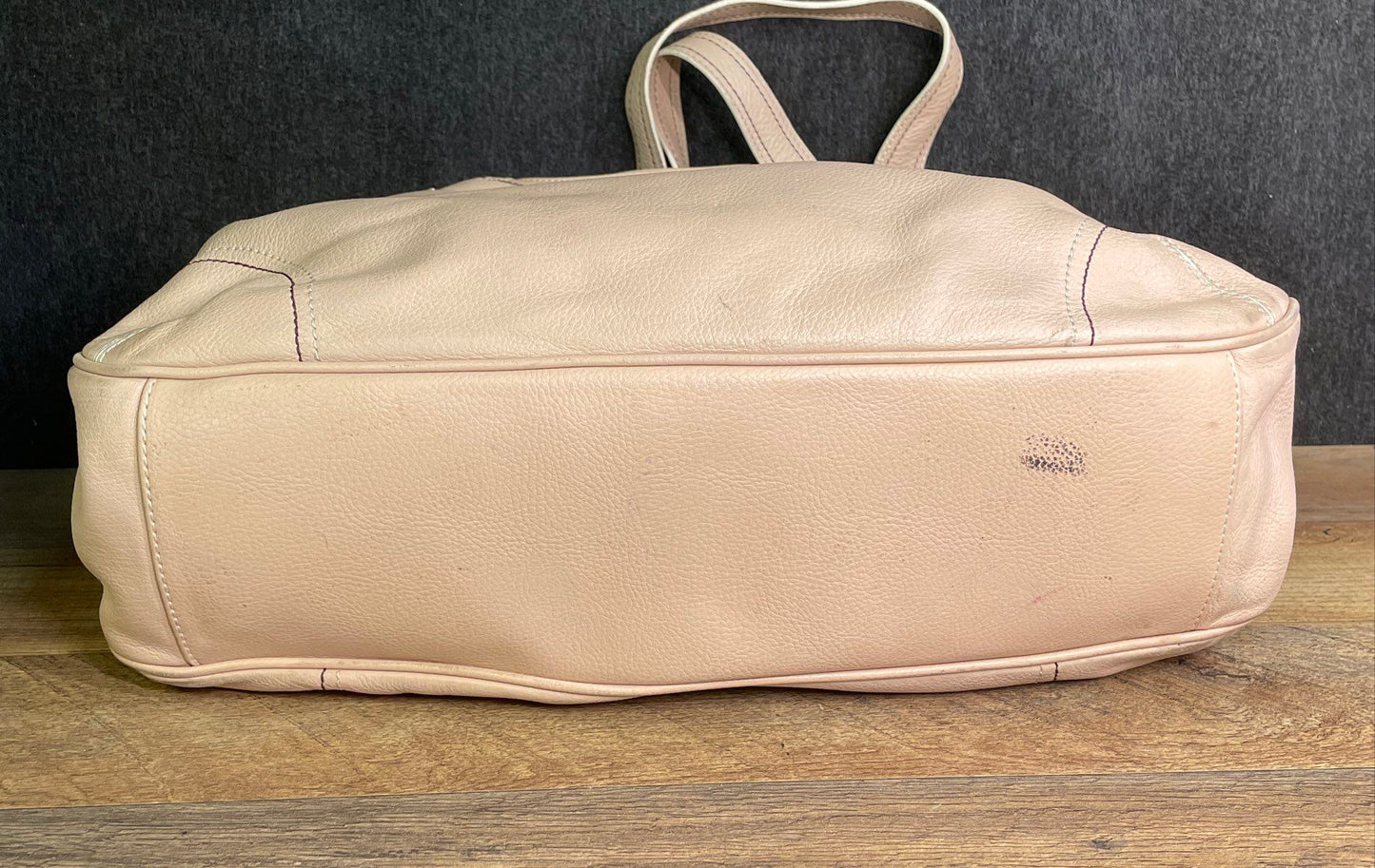 Franklin Covey Pink Full Grain Leather Shoulder Bag Tote Matching Pouch Large