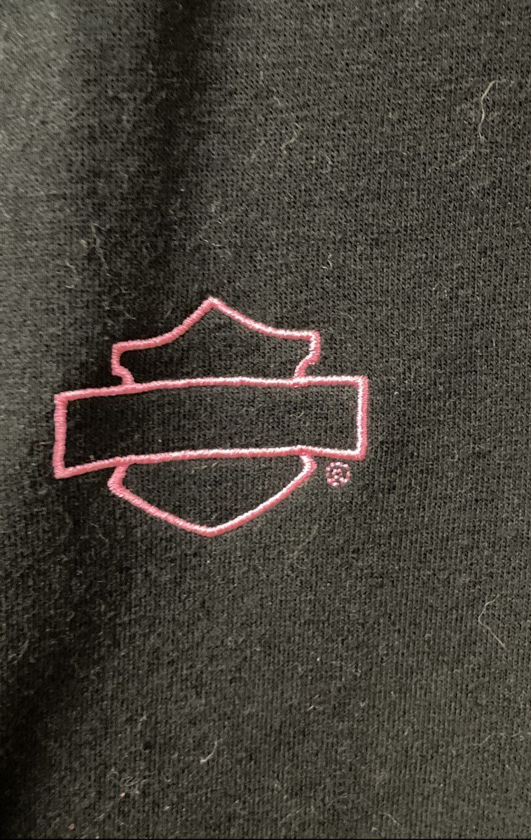 Vintage Harley-Davidson Embroidered Zip Up Hoodie Black Pink Sz L