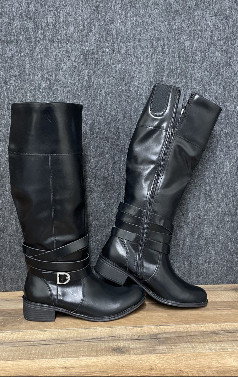 St. John's Bay Douglas Black Riding Boots Women's Size 6.5