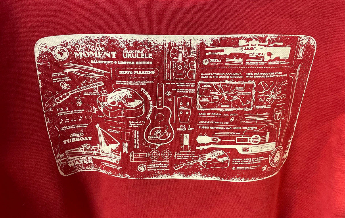 The Tubbo Moment Men's Red Ukulele Blueprint Limited Edition Hoodie Sz L