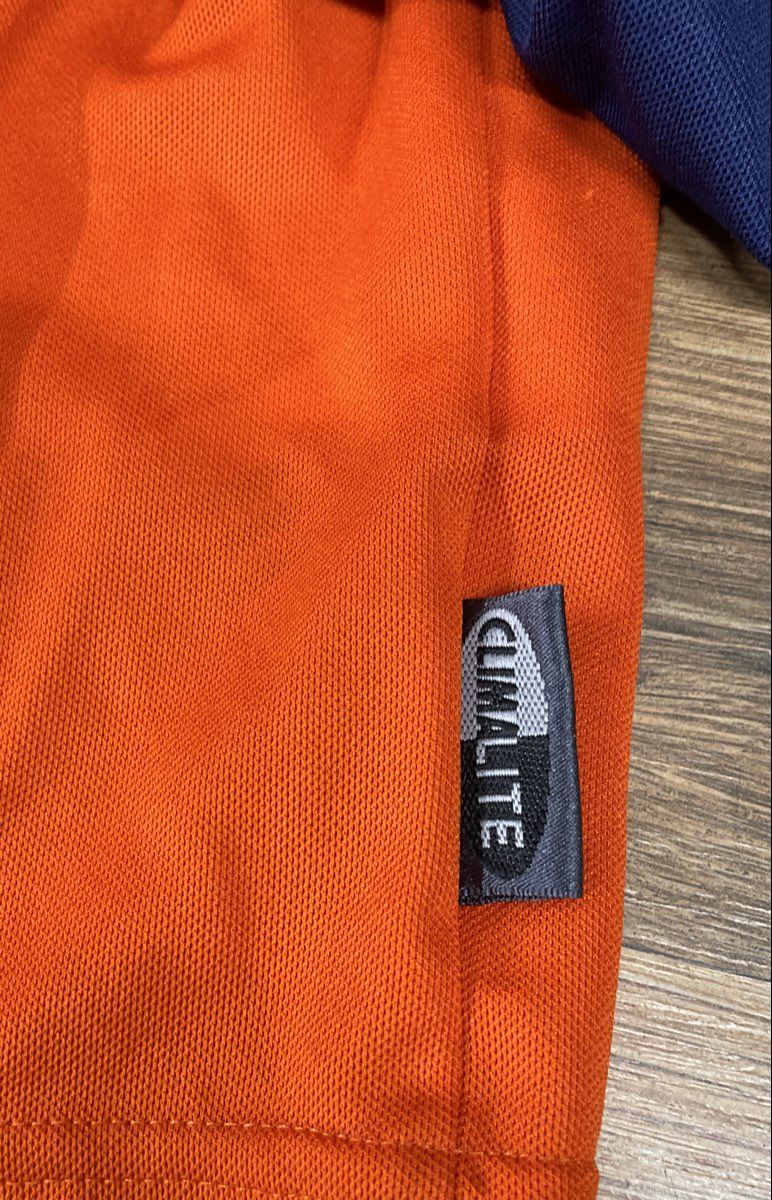Vintage Y2K Adidas Men's Goalkeeper Jersey Orange Blue Padded Climalite Sz S
