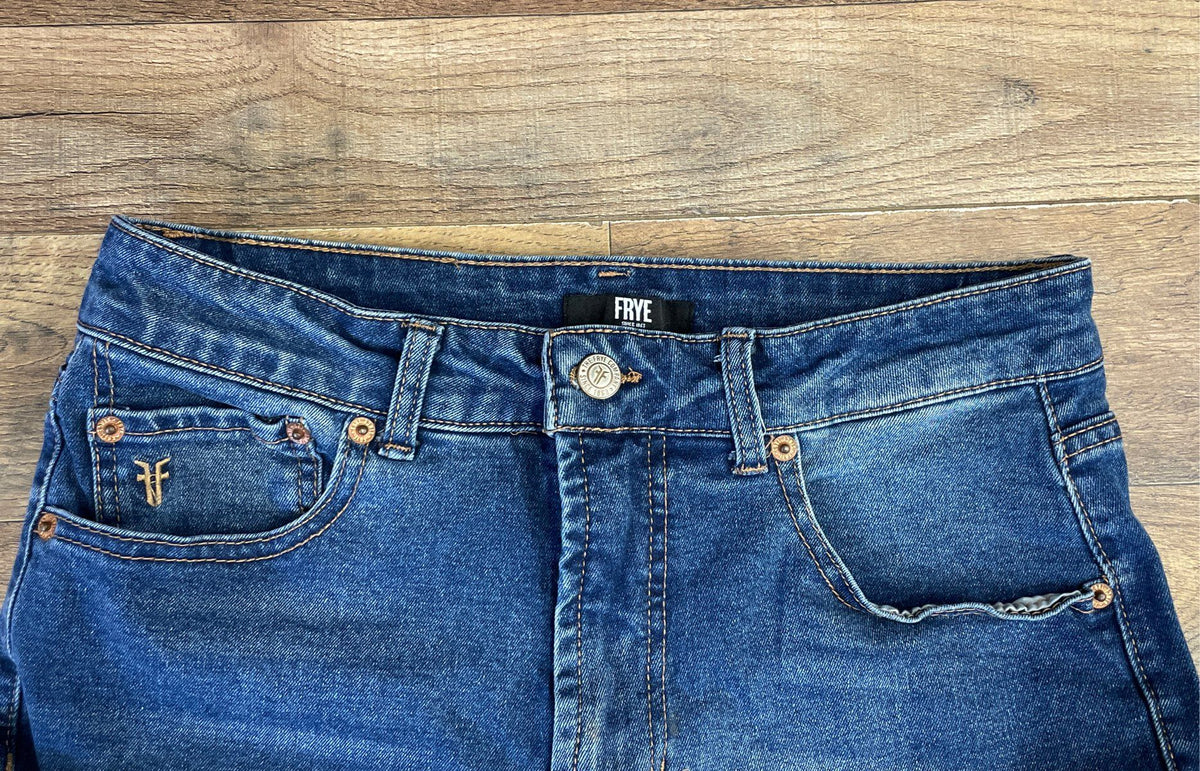 Frye Women's Blue Straight Leg Stretch Medium Wash Jeans Sz 4/27