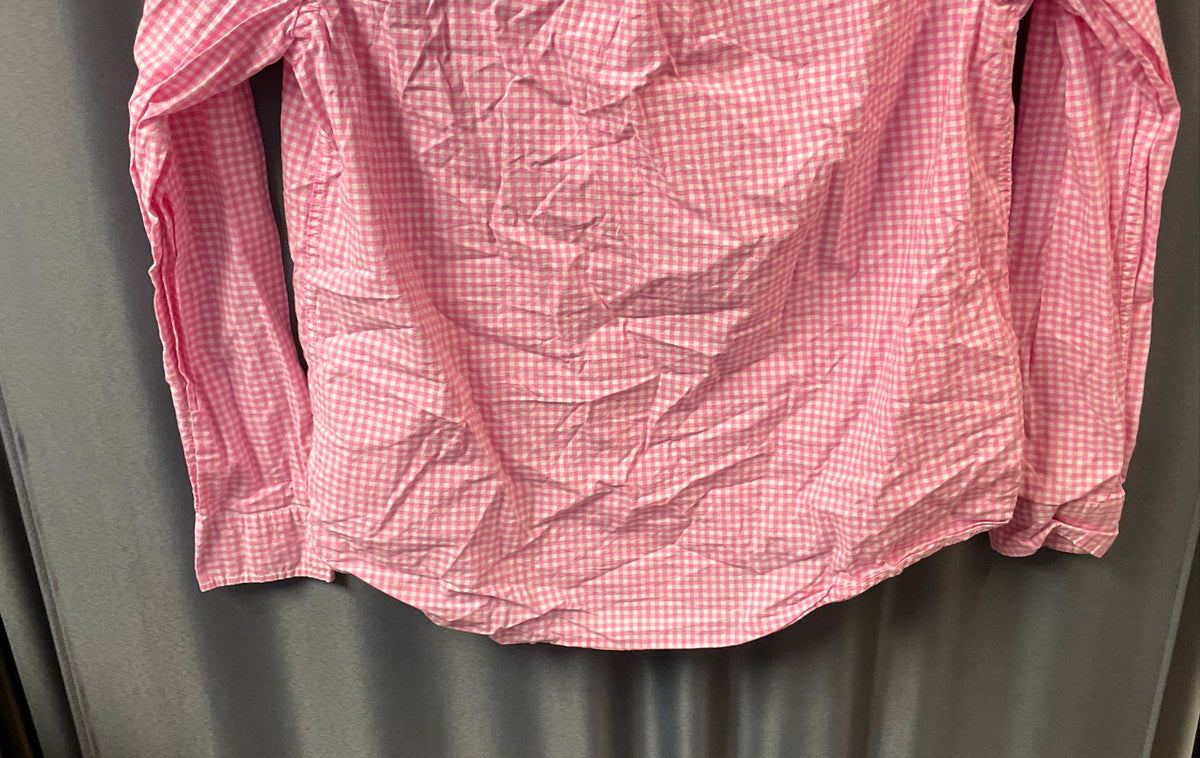 Ralph Lauren Boys Pink Gingham Check Natural Stretch Shirt Sz L 14-16