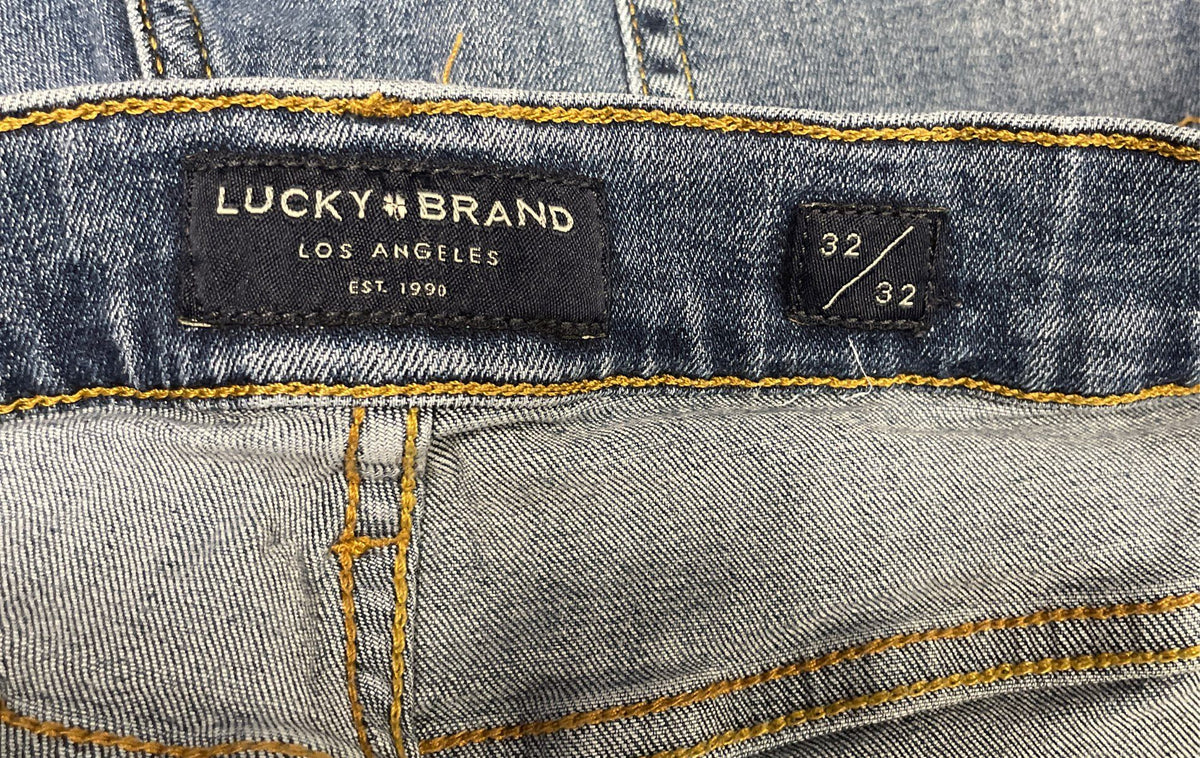 Lucky Brand Men's Blue Medium Wash Stretch Straight Leg Denim Jeans Sz 32x32