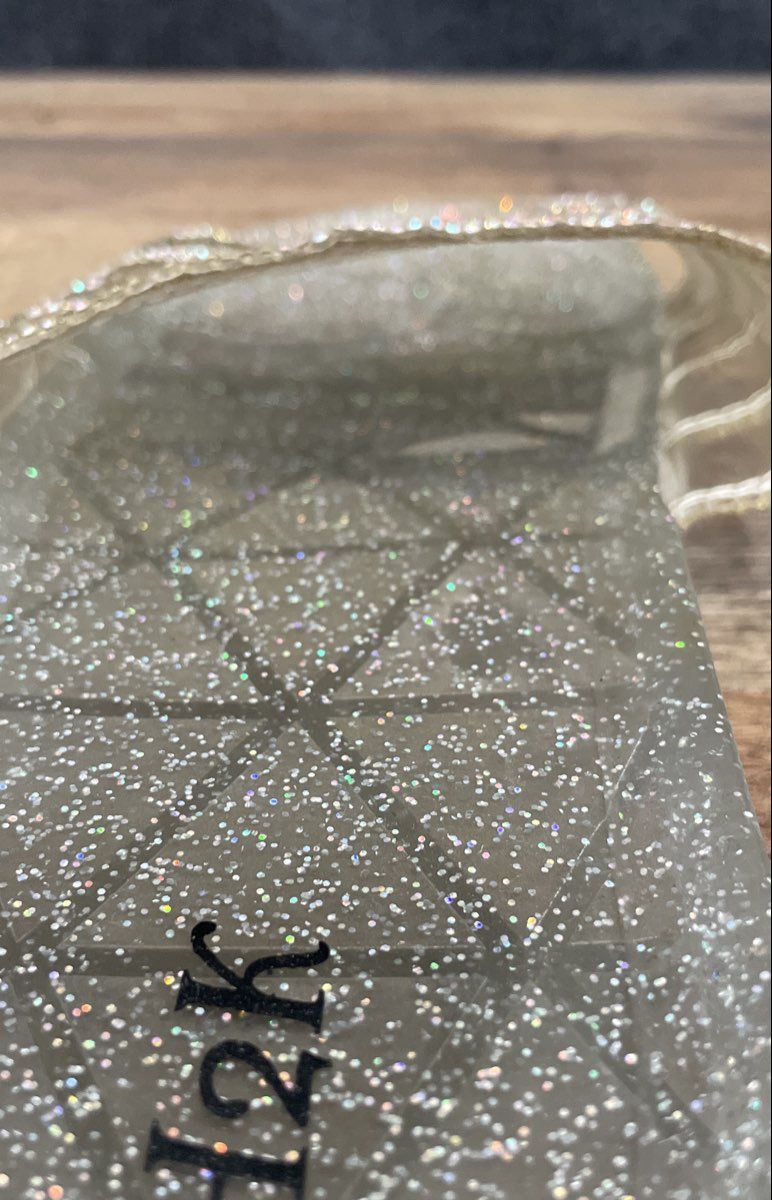 H2K Clear Transparent Silver Glitter Rhinestone Jelly Slides Women's Size 11