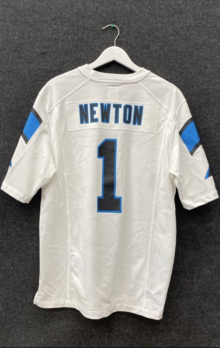 Nike Men's Carolina Panthers Cam Newton #1 White NFL On Field Game Jersey Sz M