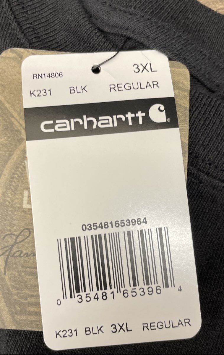 Carhartt Men's K231 Logo Sleeve Workwear Long Sleeve T-Shirt Black NWT Sz 3XL