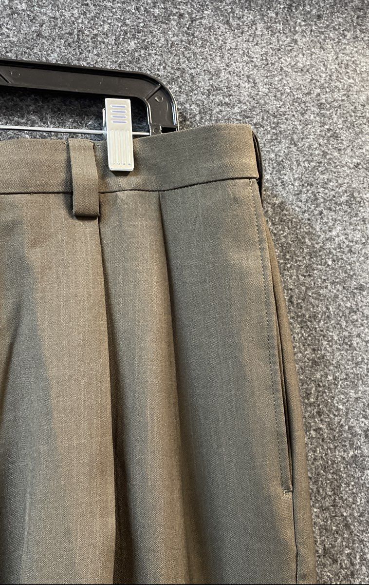 Haggar Men's Brown Repreve Stria Pleated Cuffed Dress Pants Sz 36x34 NWT