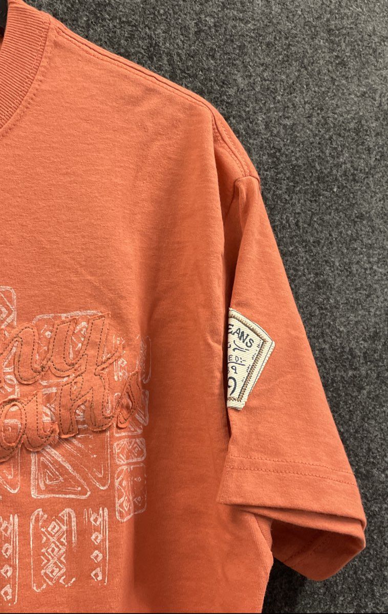 DKNY Jeans Men's Orange T-shirt Graphic Patches Limited Edition NWT XL
