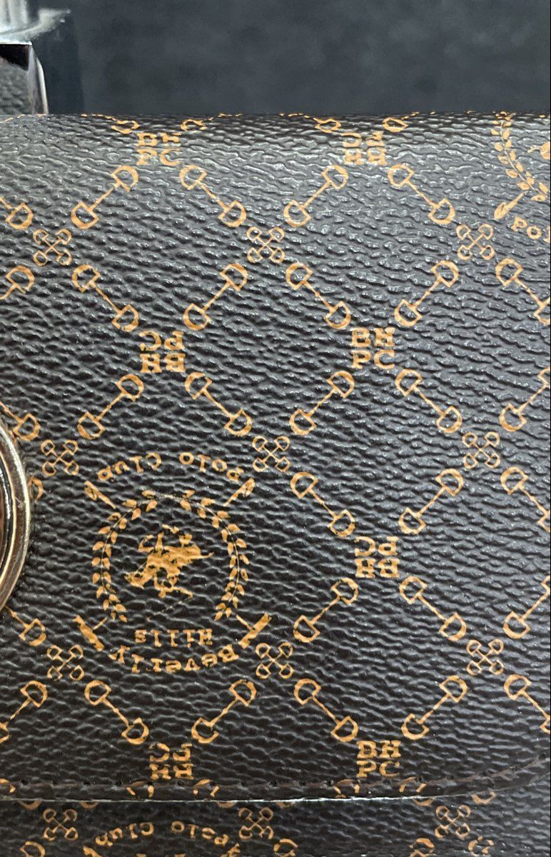 Beverly Hills Polo Club Brown Monogram Logo Trifold Wallet Silver Hardware