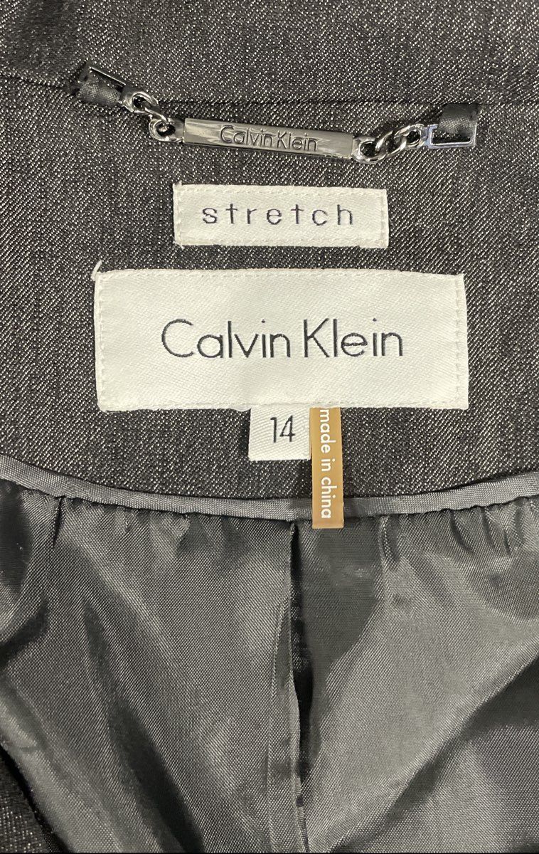 Calvin Klein Women's Gray Two Button Stretch Blazer Suit Jacket Sz 14