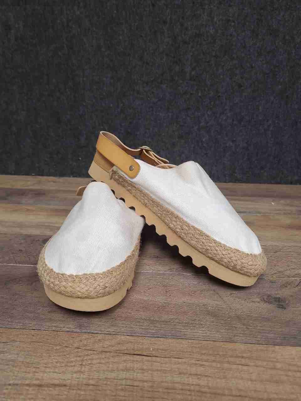 Reef Cushion Sage White Textile Jute Slingback Espadrille Sandals Size 10