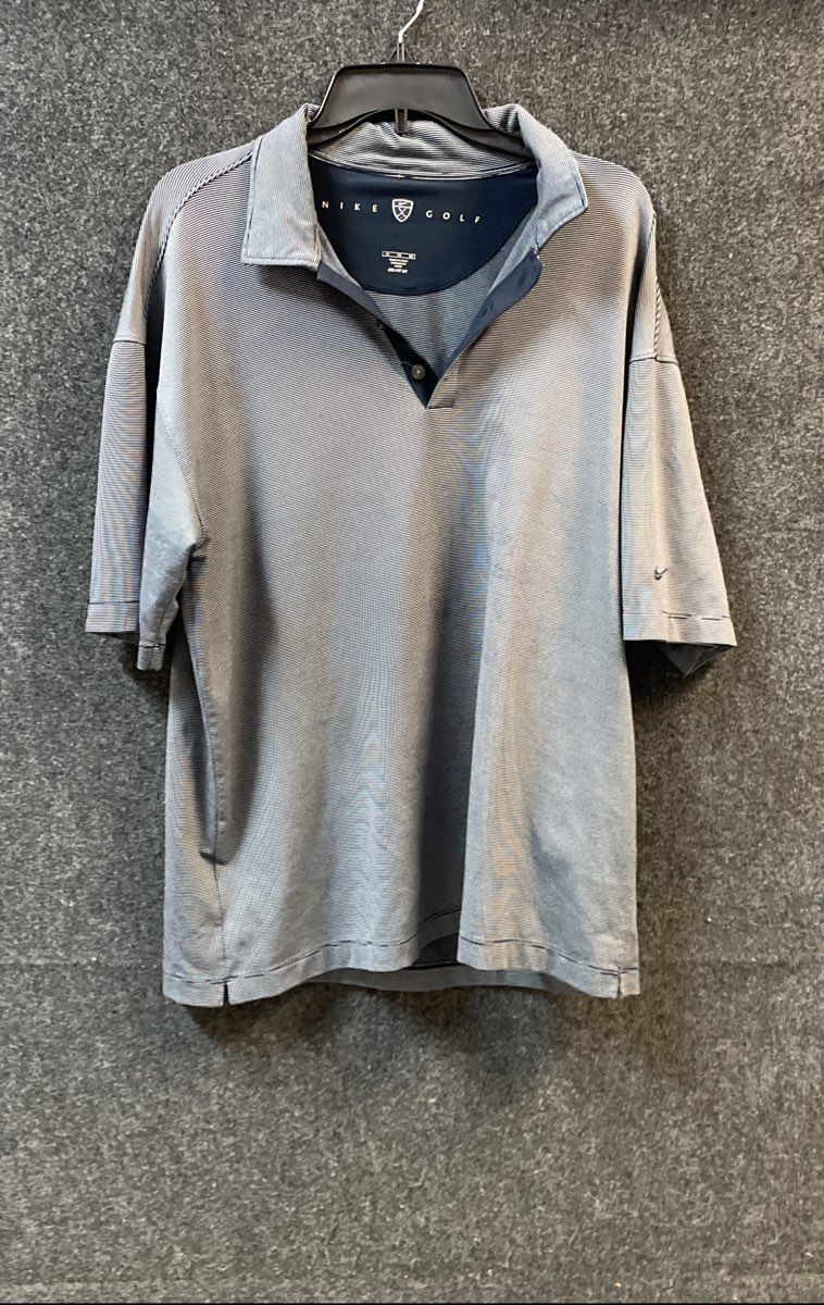Nike Golf Men's Grey Micro-Stripe Dri-FIT UV Polo Shirt Sz XL