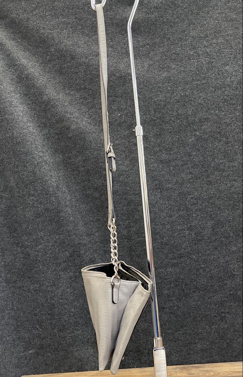 Juicy Couture Grey Pebbled Leather Crossbody Bag Silver Tone Chain Hardware