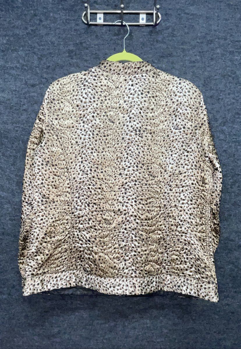 Chico's Women's Reversible Quilted Jacket Leopard Animal Print Full Zip Sz 2