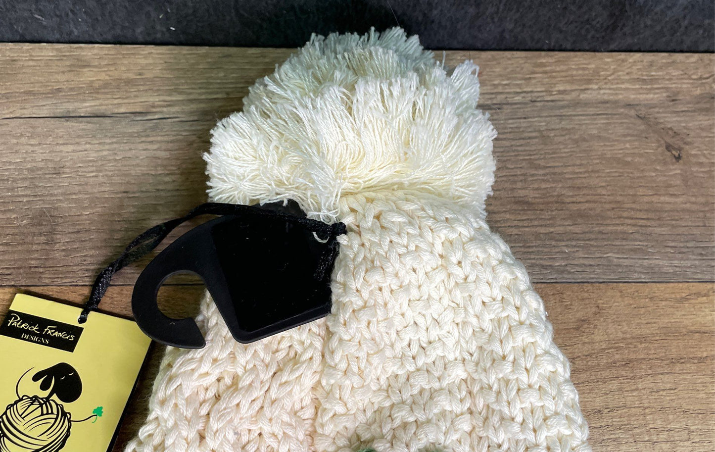 Patrick Francis Kids' Cream Shamrock Cable Knit Pom Pom Winter Hat NWT Sz 1/3
