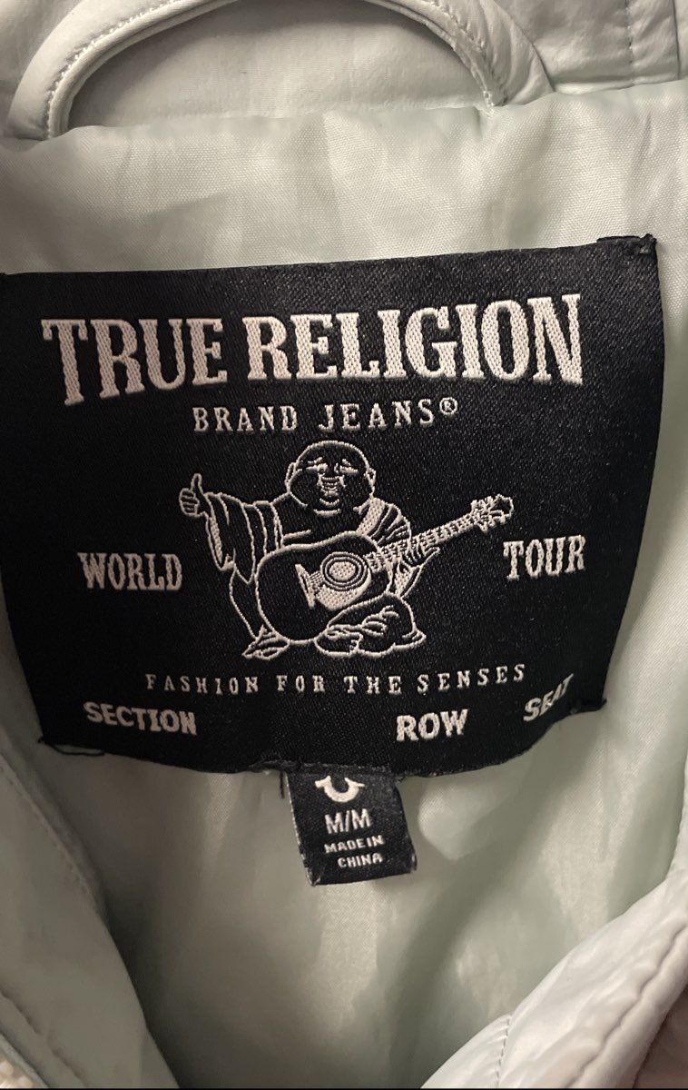 True Religion Sea Foam Green Hooded Puffer Parka Jacket Size M