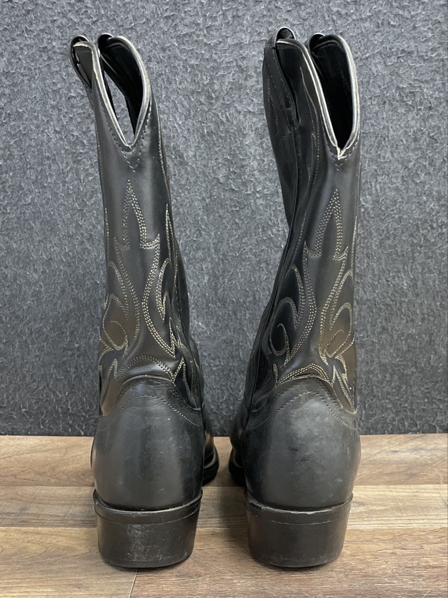 Vintage Laredo Black Leather Western Cowboy Boots Men's Size 9 EE USA
