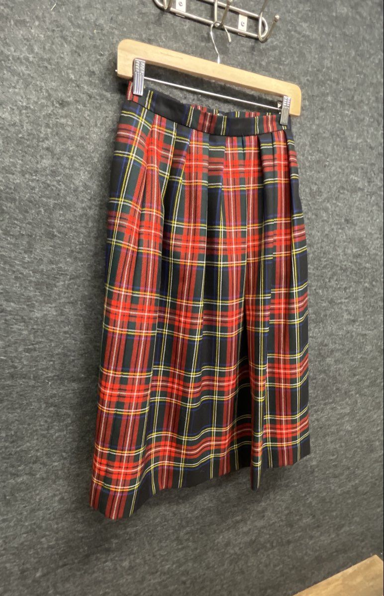 Vintage 90s Lands' End Women's Red Plaid Wool Pleated A-Line Skirt Sz 6P