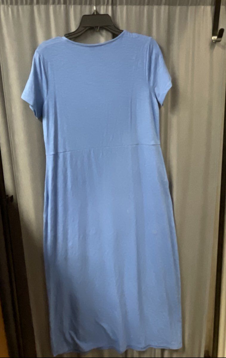J. Jill Women's Blue Opal Slub Knit T-Shirt Pocket Dress NWT Sz S