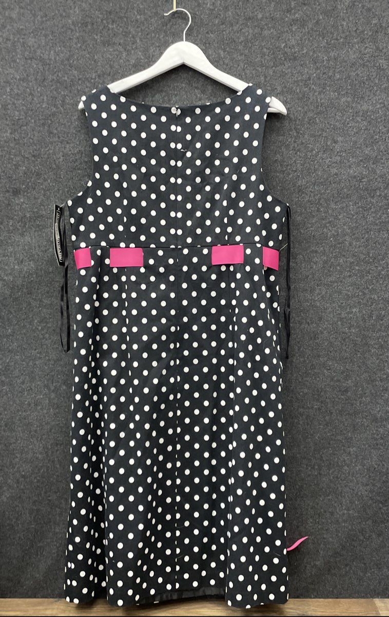 Jessica Howard Women's Black Polka Dot Sheath Dress Pink Ribbon NWT Sz 16W