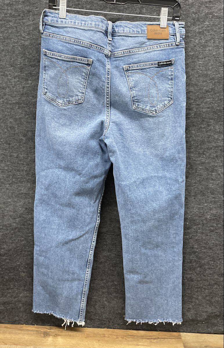Calvin Klein Jeans Women's Blue High Rise Raw Hem Straight Leg Denim Jeans Sz 30