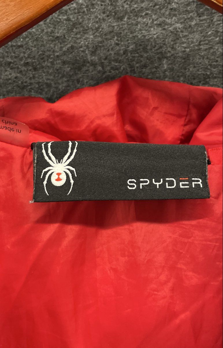 Spyder Men's Black Red Hooded Puffer Jacket Full Zip Insulated Size M
