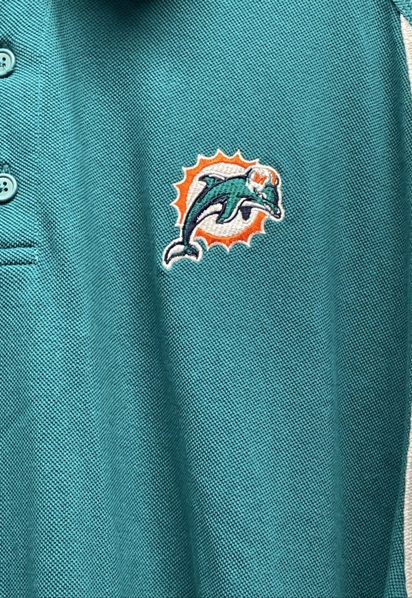 Reebok Men's Miami Dolphins Aqua White Pique Cotton Polo Shirt Sz 2XL