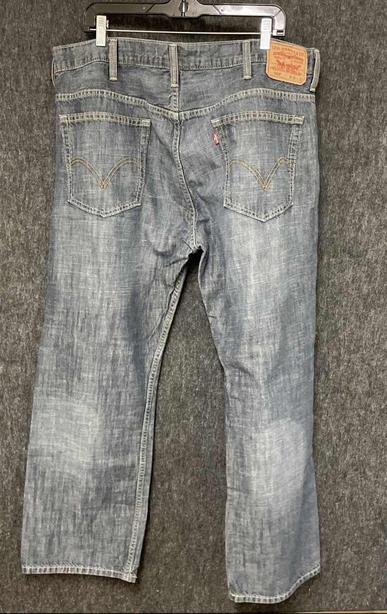 Levi's Men's 569 Loose Straight Jeans Blue Faded Denim Sz 38x30