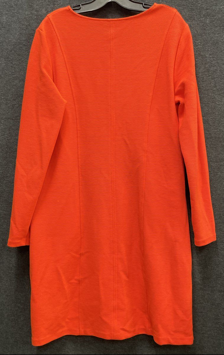 Boden Women's Orange Otto Ottoman Ribbed Knit Long Sleeve Pocket Dress Sz 12R