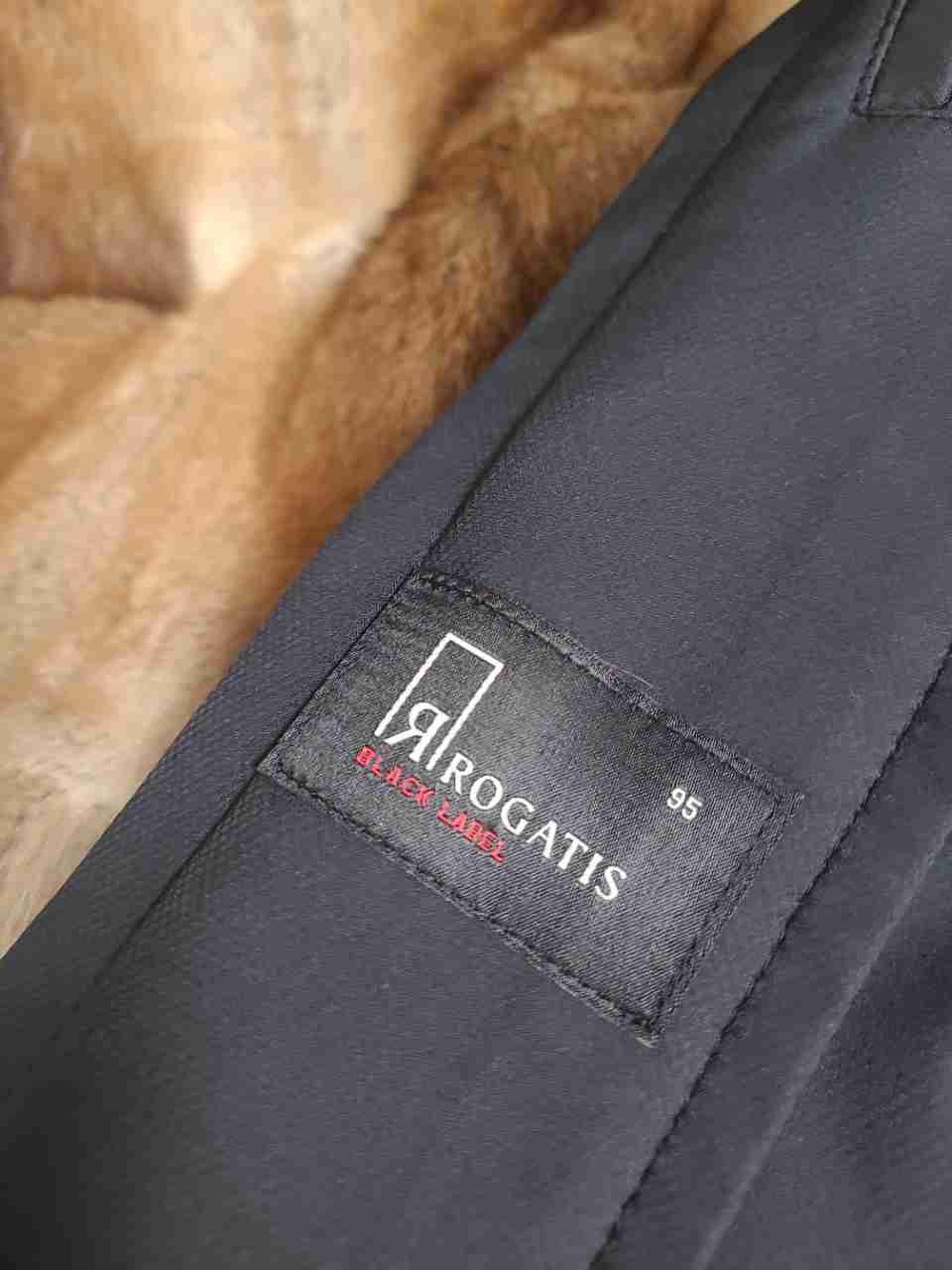 Rogatis Men's Black Label Fur Lined Jacket Dark Gray Leather Trim Sz 95 M