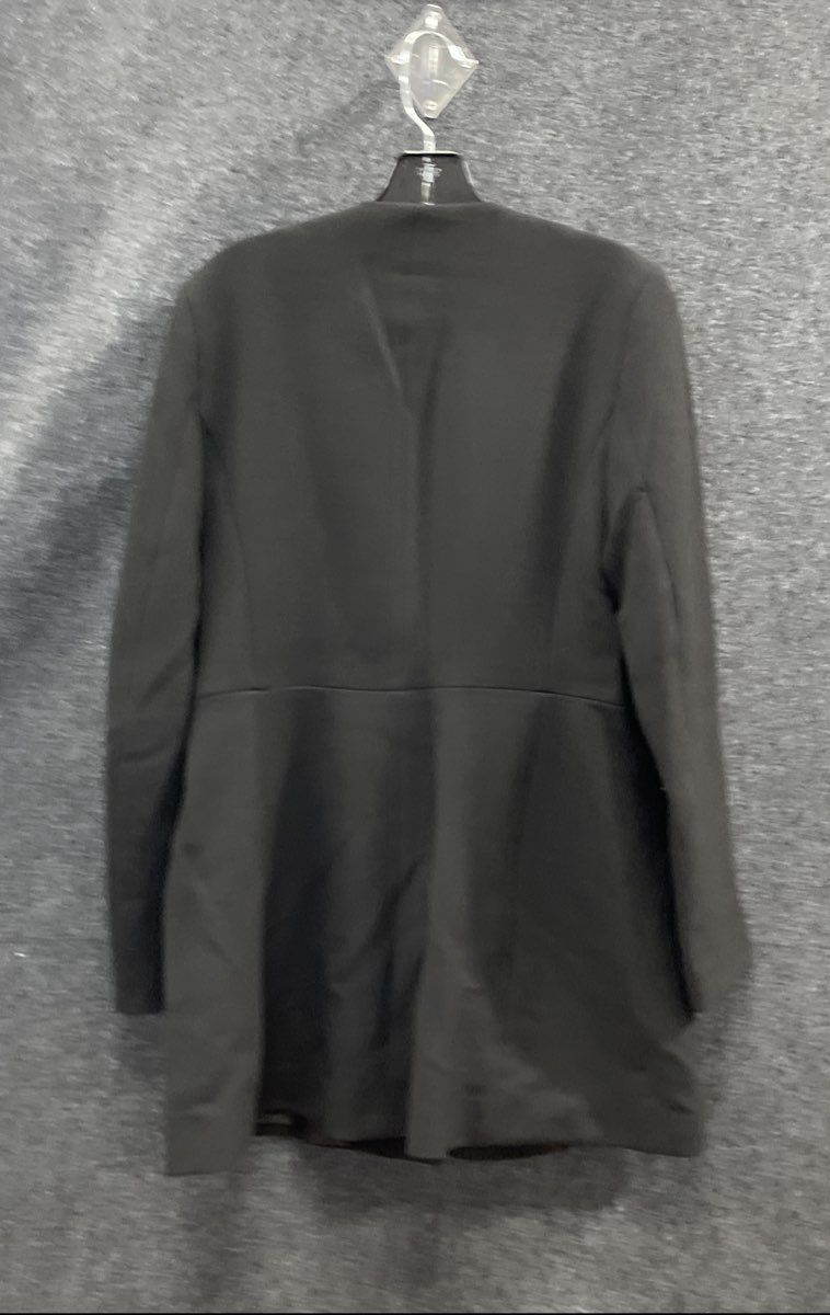 Zara Women's Black Collarless Button Front Structured Coat Sz L
