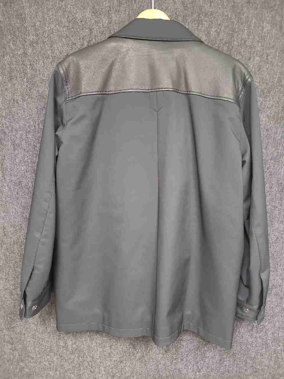 Rogatis Men's Black Label Fur Lined Jacket Dark Gray Leather Trim Sz 95 M