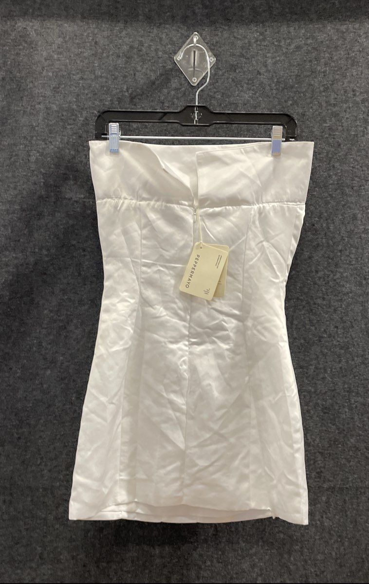 PepperMayo Women's Bombshell Tube Strapless Mini Dress White Pearl Sz 4 NWT