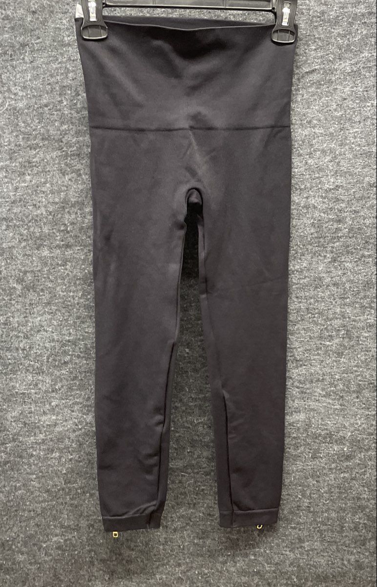 Spanx Women's Black Seamless Gold Ankle Zip Leggings High Waisted Sz M