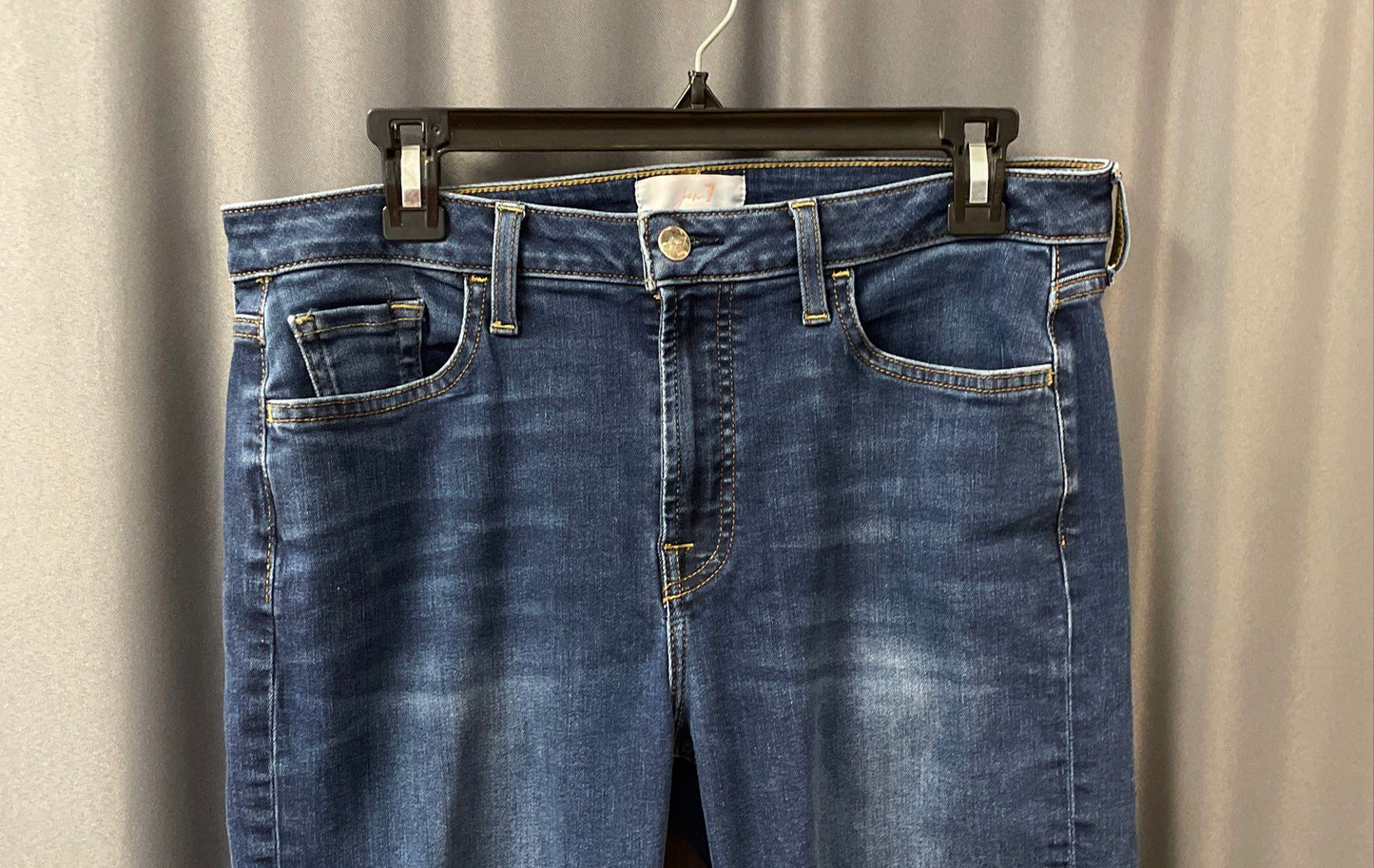 Jen 7 Women's Dark Blue Whiskered Stretch Slim Straight Jeans Size 10