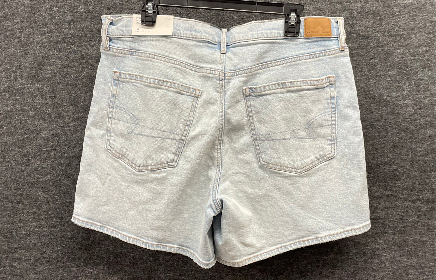 American Eagle Women's Light Blue Strigid Super High Relaxed Shorts Sz 14 NWT