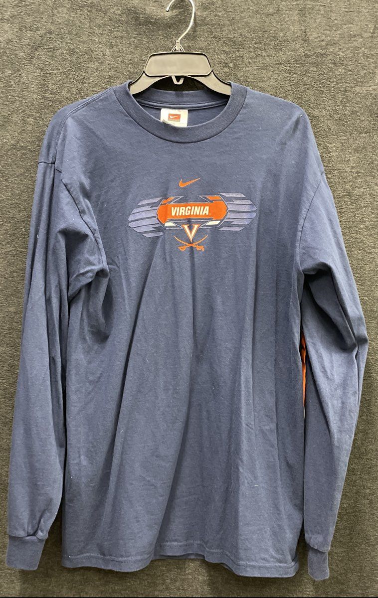 Nike Men's Vintage Y2K Virginia Cavaliers Long Sleeve T-Shirt Navy Blue Size M