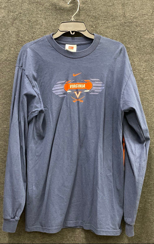 Nike Men's Vintage Y2K Virginia Cavaliers Long Sleeve T-Shirt Navy Blue Size M