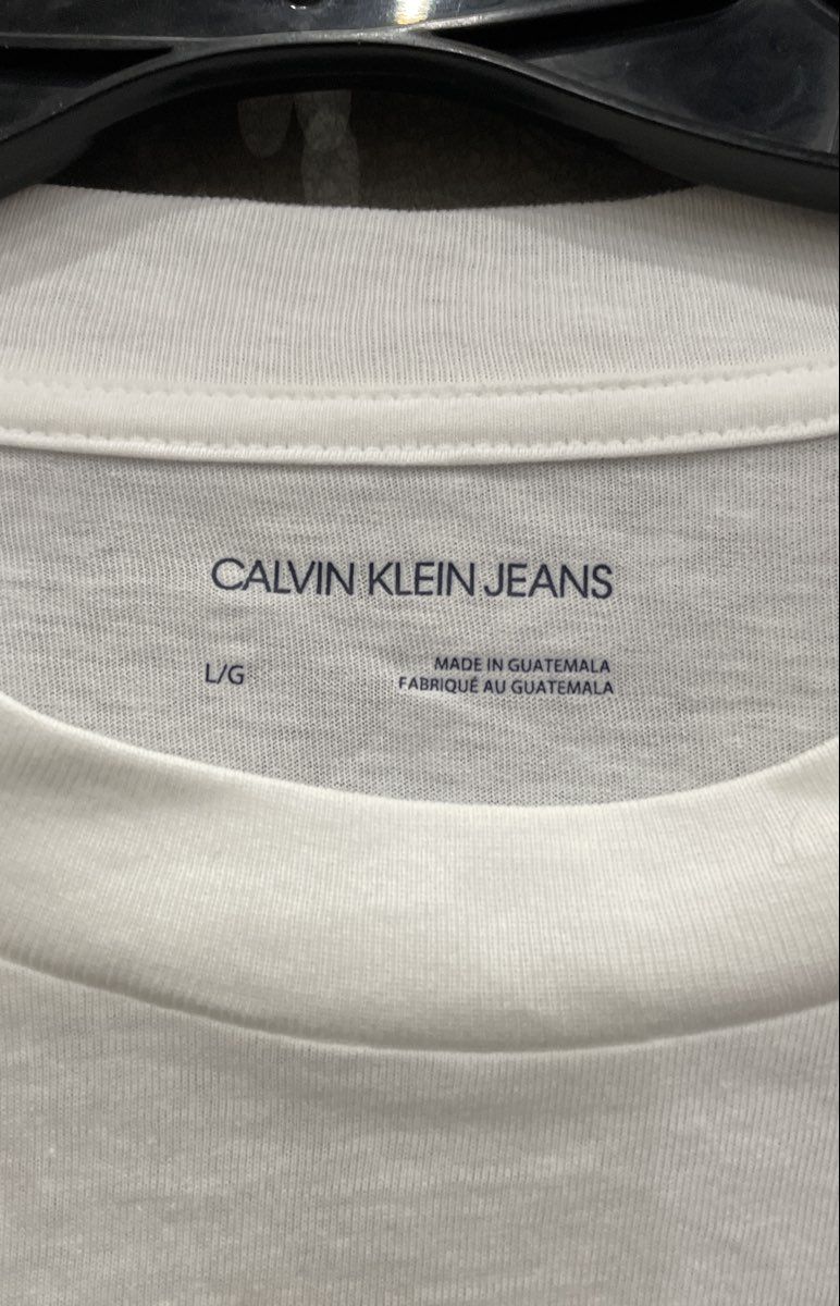Calvin Klein Jeans Men's White Graphic Long Sleeve T-Shirt Size L