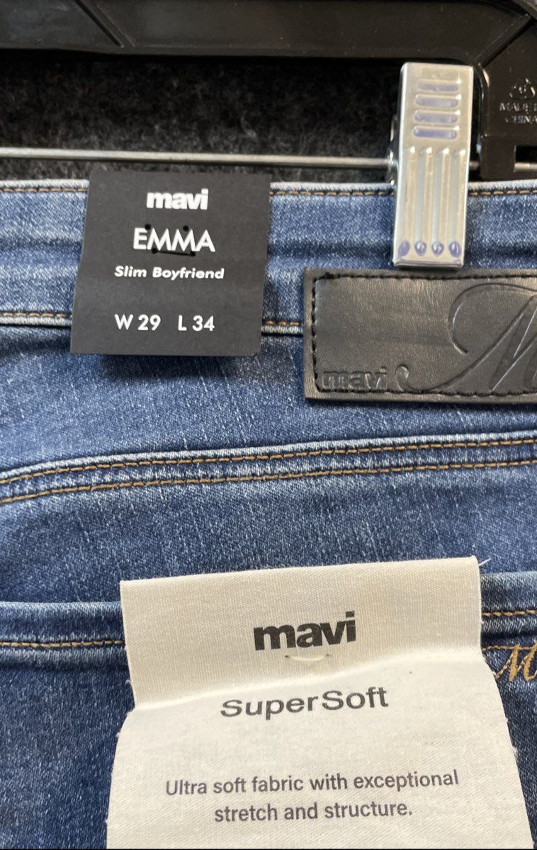 Mavi Women's Emma Slim Boyfriend Jeans Blue SuperSoft Stretch Sz 29x34 NWT