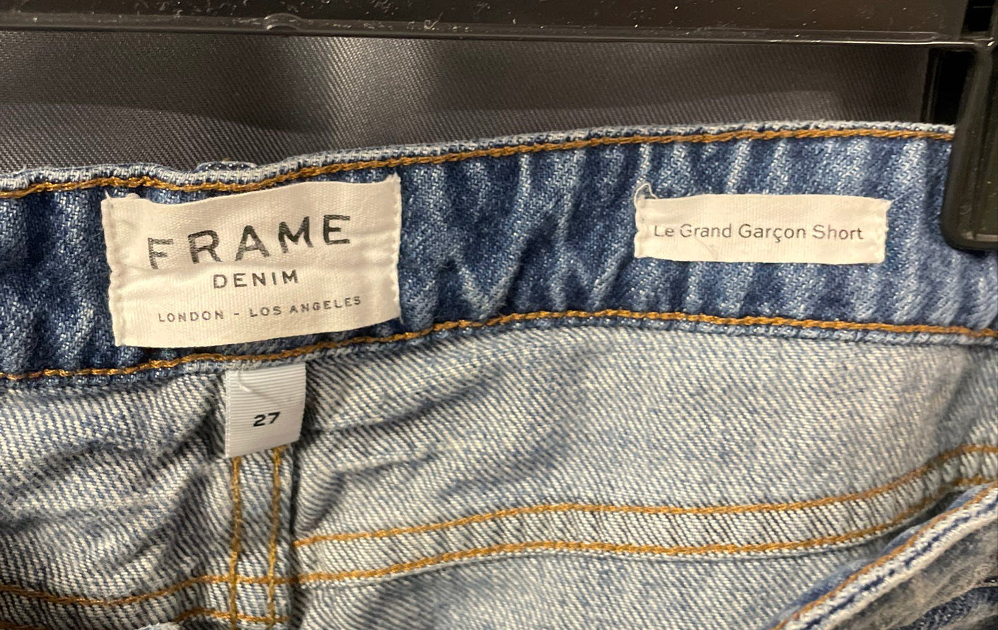 Frame Women's Le Grand Garcon Short Light Blue Distressed Denim Ripped Sz 27