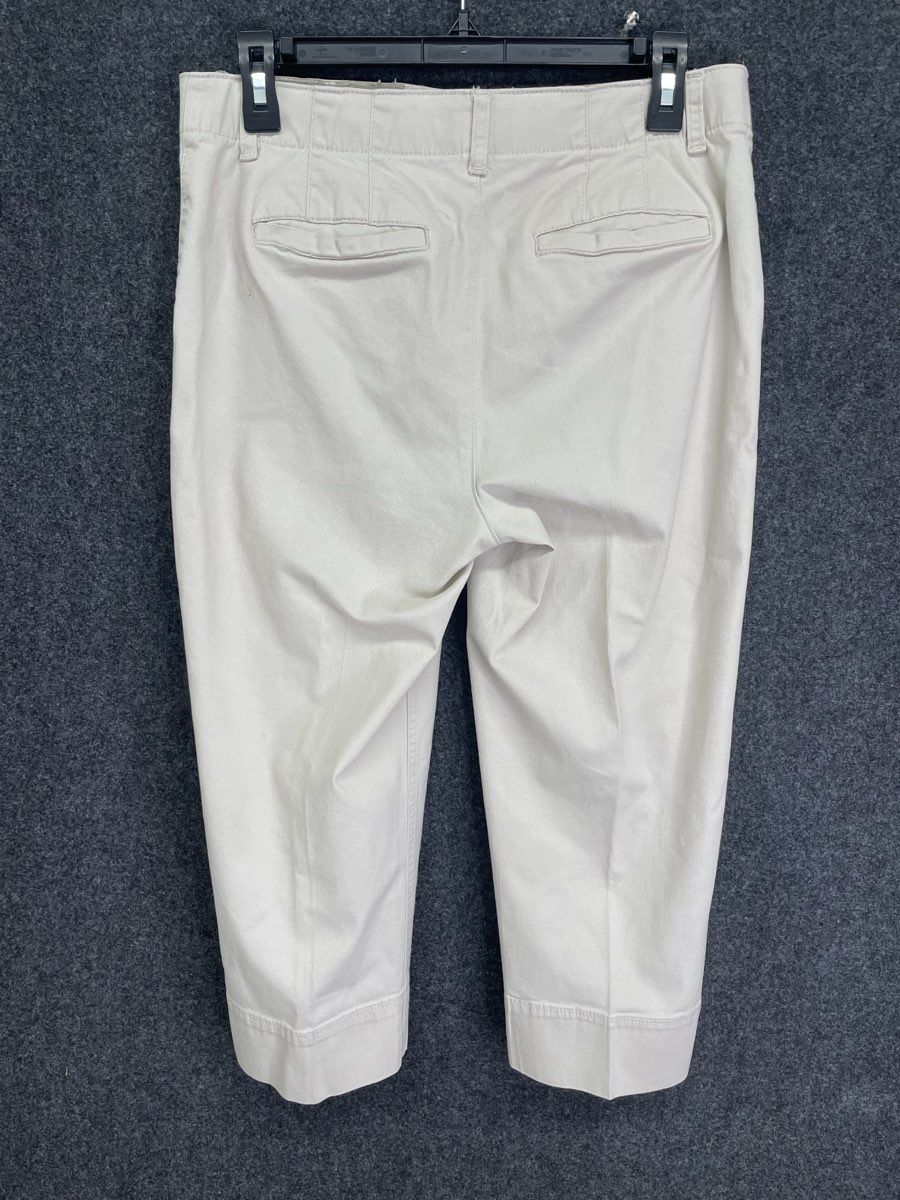 Gloria Vanderbilt Women's Cream Cropped Capris Cotton Stretch Utility Pants Sz 6