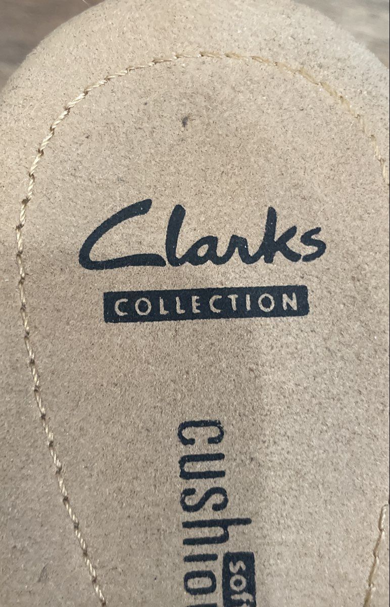Clarks Annadel Eirwyn Dark Grey Suede Cork Wedge Sandals Women's Size 10