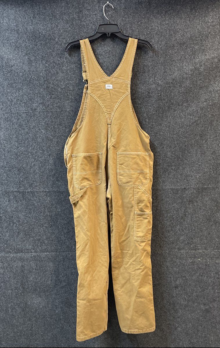 Liberty Duck Canvas Bib Overalls Tan Brown Hammer Loop Utility Sz M