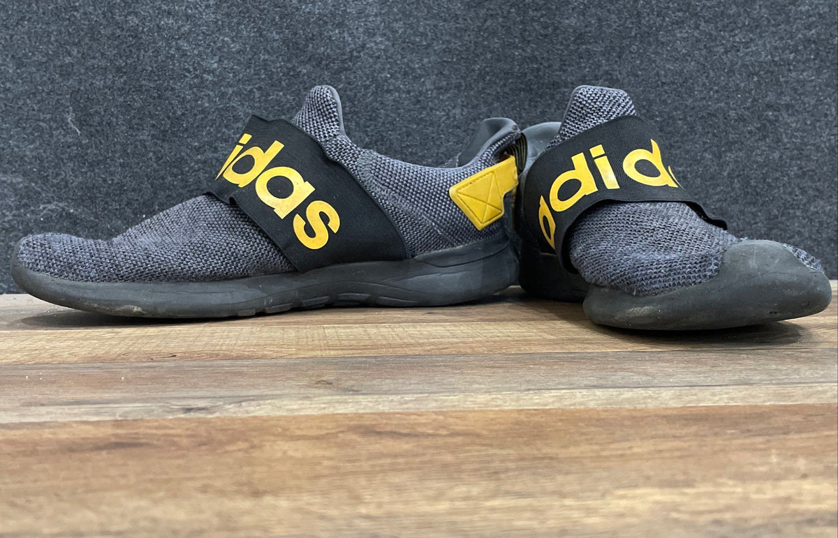 Adidas Lite Racer Adapt Cloudfoam Grey Yellow Slip-on Running Shoes Size 10.5