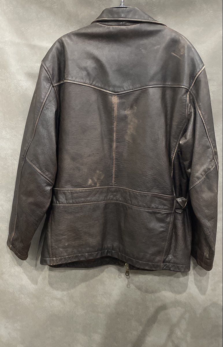 Vintage 90s Oakwood Classic Men's Brown Thinsulate Insulated Leather Car Coat L