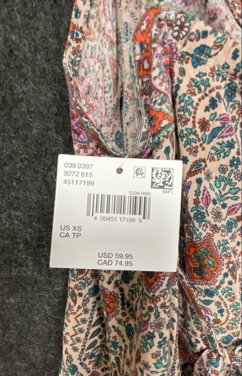 American Eagle Women's Paisley Boho Button Front Romper Multicolor Sz XS NWT