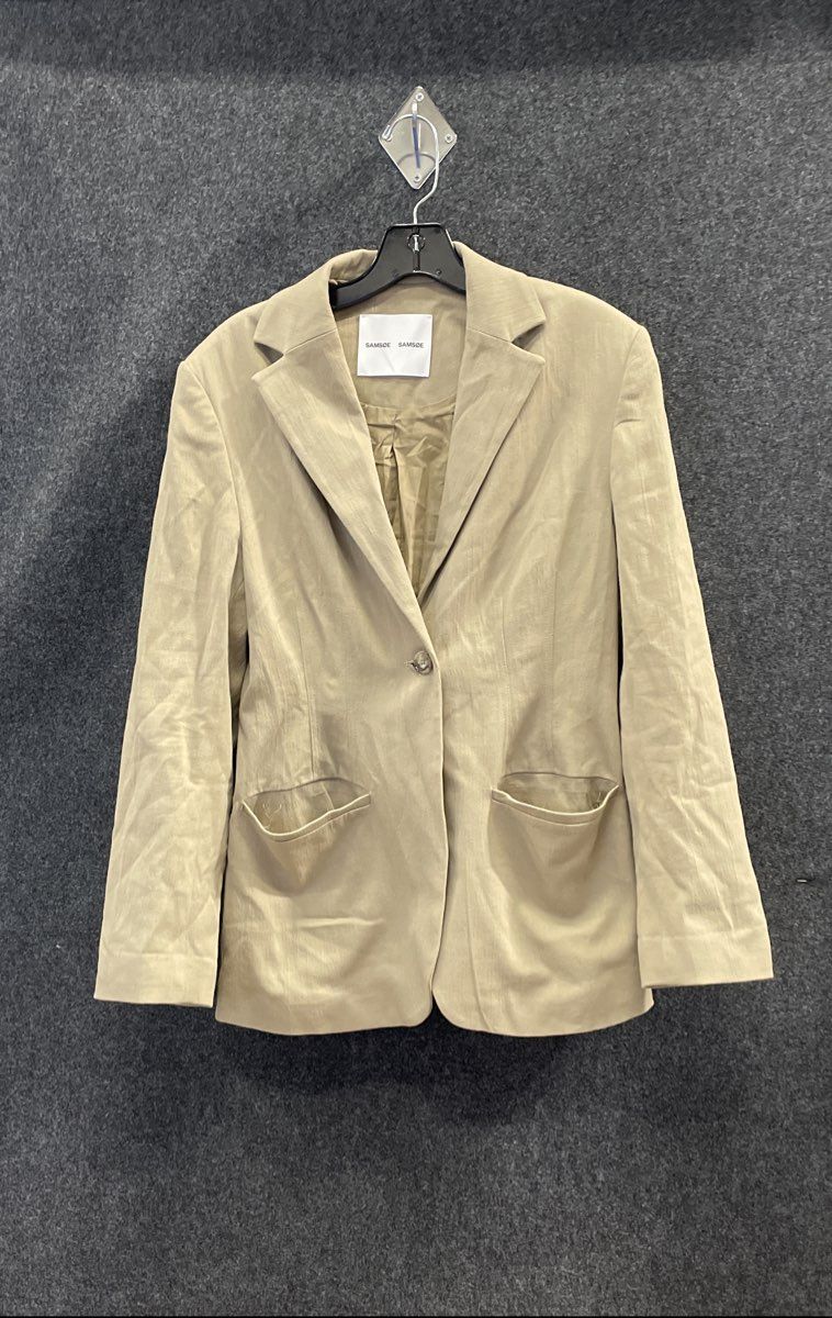 Samsoe Samsoe Women's Salima Blazer Chinchilla Brown Tan Single Button Sz S