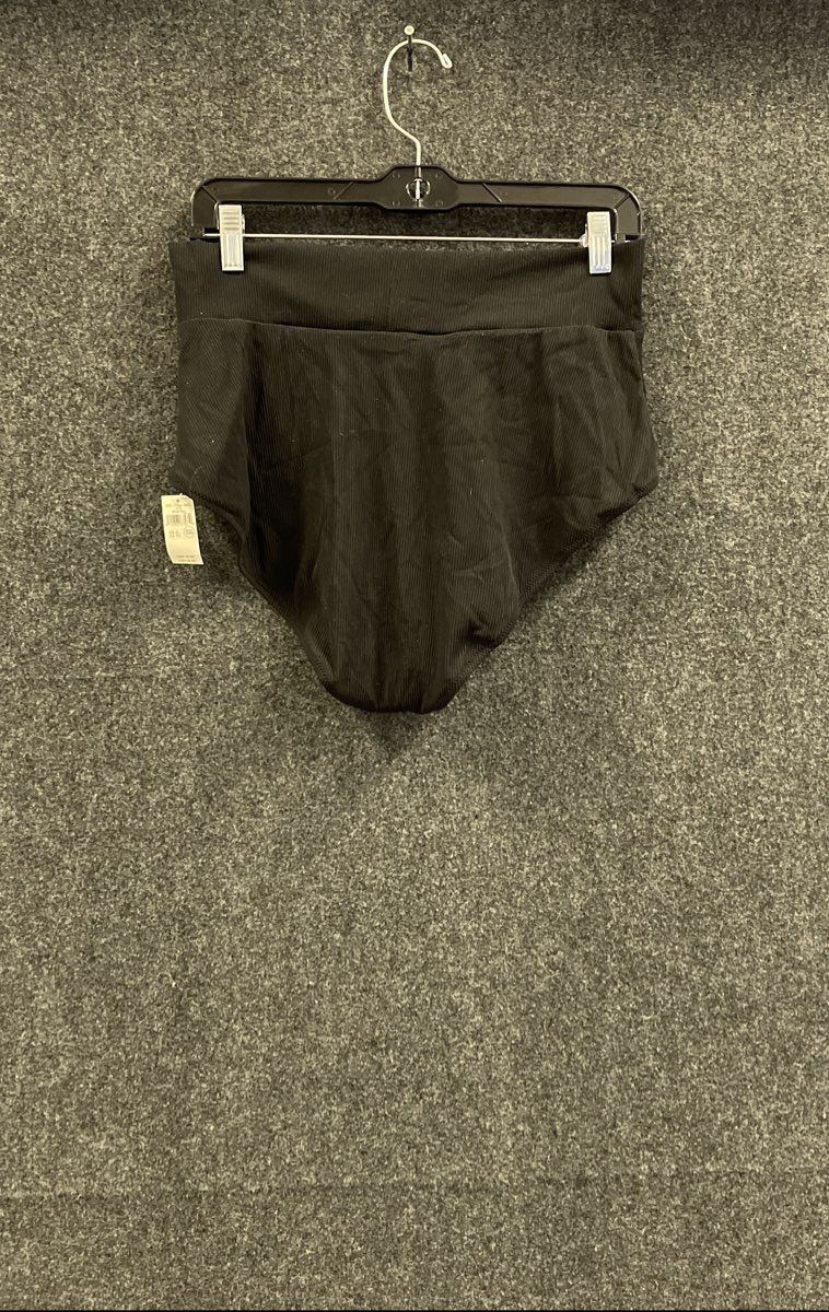 Aerie Women's Black High Waisted Ribbed Crossover Swim Bottoms NWT Size XL